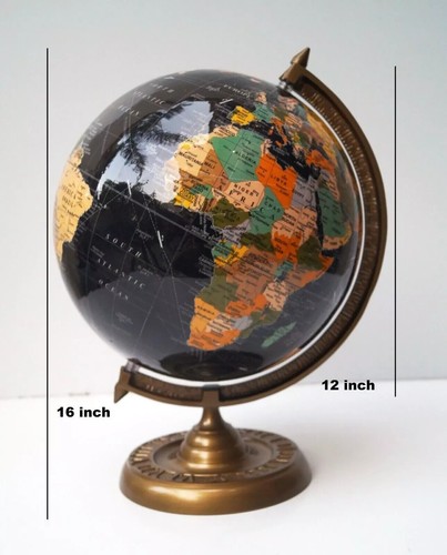 Black world glob map - 12",