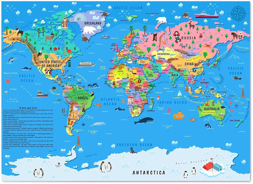 Children world map poster - world,