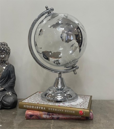 Glass globe with silver world - globe,