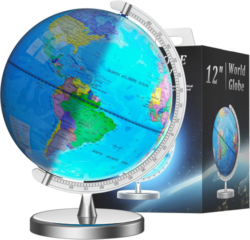 Illuminated world globe - 12",