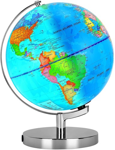 Illuminated world globe - 8",