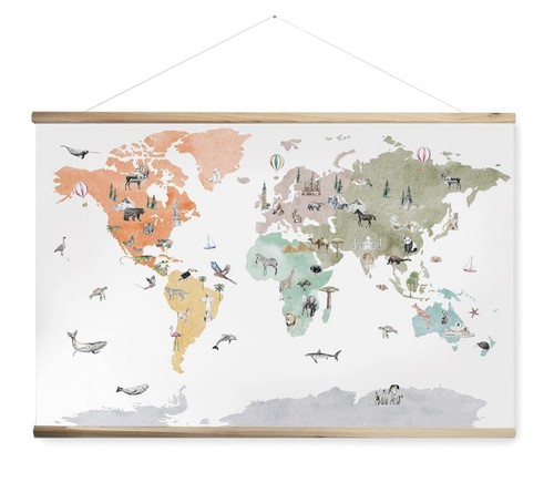 Animal world map wall art - world,